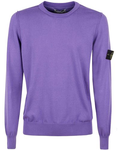 Stone Island Compass Patch Crewneck Sweater - Purple