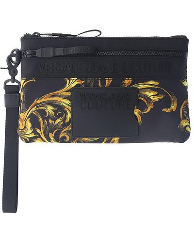 Versace Fabric Pouch With Logo Detail - Black