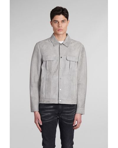 Salvatore Santoro Leather Jacket In Grey Leather