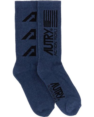 Autry Jaquard Logo Sock - Blue