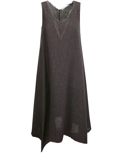 Stefano Mortari Linen Dress With Side Tips - Gray