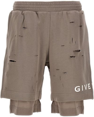 Givenchy Destroyed Effect Bermuda Shorts Bermuda, Short - Grey