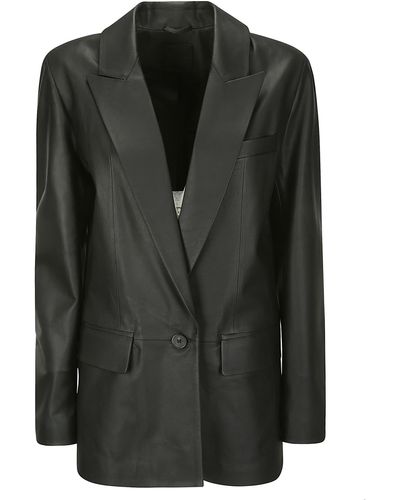DESA NINETEENSEVENTYTWO Leather Blazer Jacket - Black