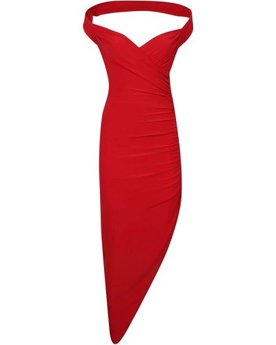 Norma Kamali Cayla Side Drape Dress - Red