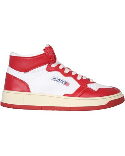 Autry Medalist Mid Cut Trainers - Red