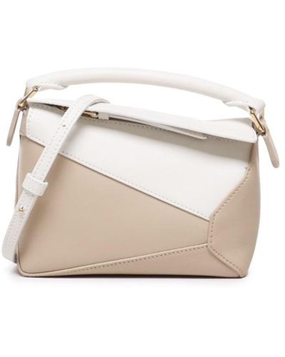 Loewe Puzzle Small Bag In Classic Calfskin Leather - White