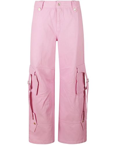 Blugirl Blumarine Wide Straight Leg Cargo Trousers - Pink