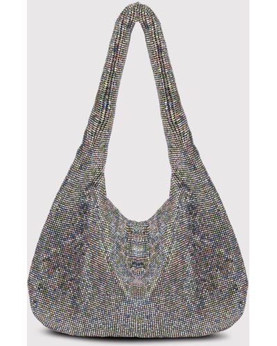 Kara Crystal Mesh Crystal-Embellished Shoulder Bag - Gray