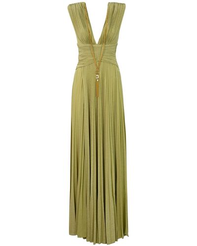 Elisabetta Franchi Carpet Dress With Lurex Jersey Necklace - Green
