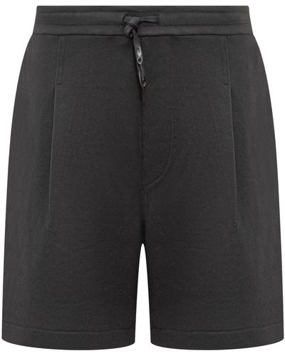 A PAPER KID Sweat Short Pants With Darts - Black
