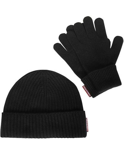 DSquared² Knitted Hat And Gloves Set - Black