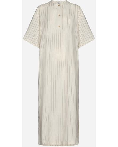 Totême Pinstriped Viscose-blend Tunic Dress - White