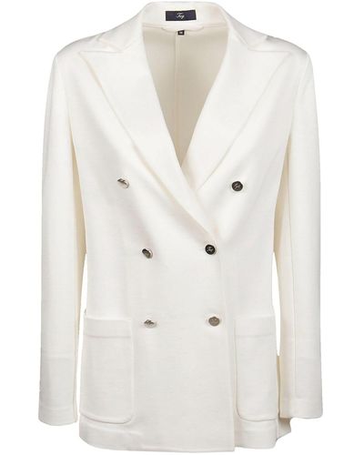 Fay Double-Breasted Blazer - White