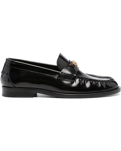 Versace Medusa-chain Leather Loafers - Black