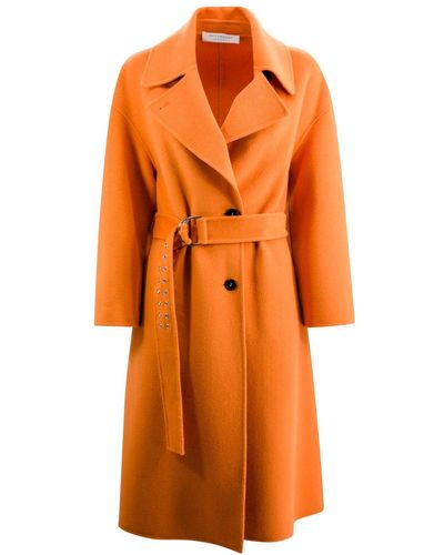 Philosophy Di Lorenzo Serafini Belted Single-breasted Wool Coat - Orange