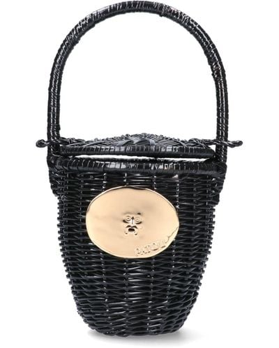 Patou Wicker Bucket Bag - Black