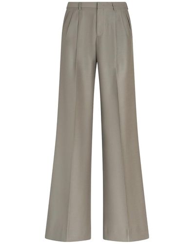 Etro Grey Stretch Wool Trousers With Darts