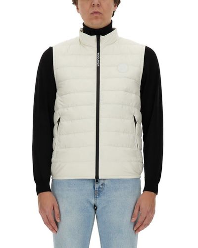 Woolrich Down Vest With Logo - Blue