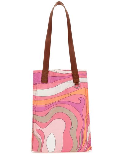 Emilio Pucci Printed Polyester Shoulder Bag - Pink