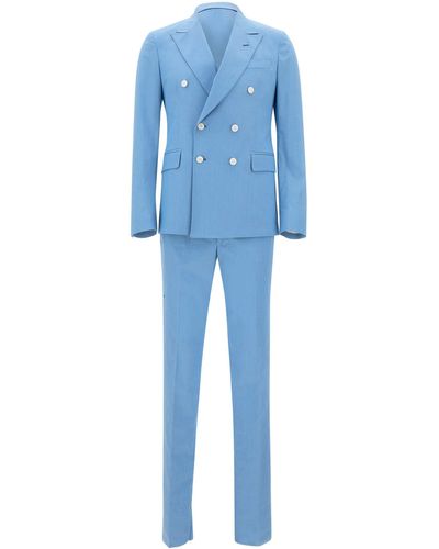 Brian Dales Two-Piece Cotton Blend Suit - Blue
