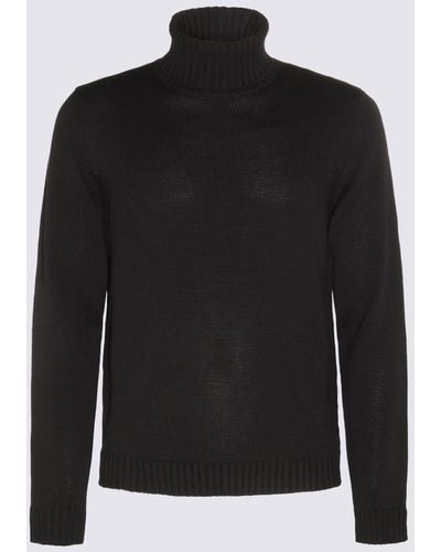 Zanone Wool Funnel Neck Sweater - Black