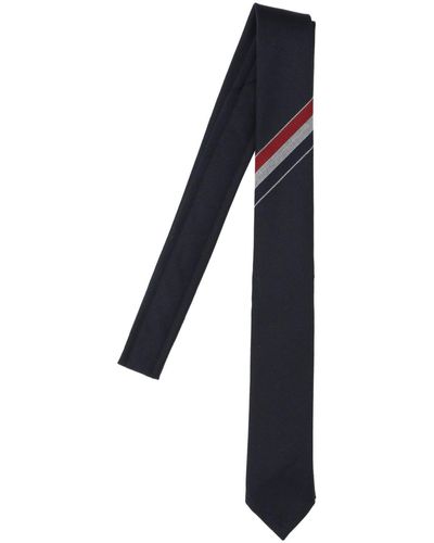 Thom Browne Tricolour Detail Tie - Black