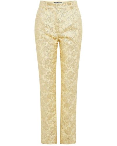 Dolce & Gabbana Baroque Embroidered Pants - Yellow