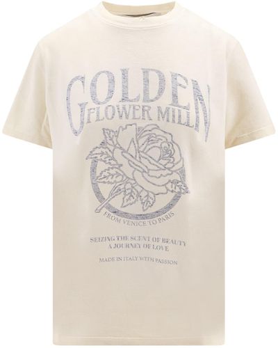 Golden Goose Crew-Neck T-Shirt With Logo - Natural