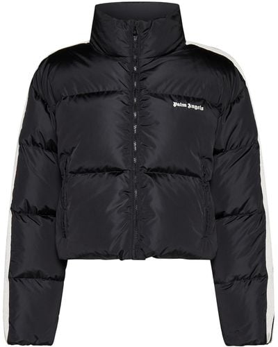 Palm Angels Logo-embroidered Puffer Jacket - Black