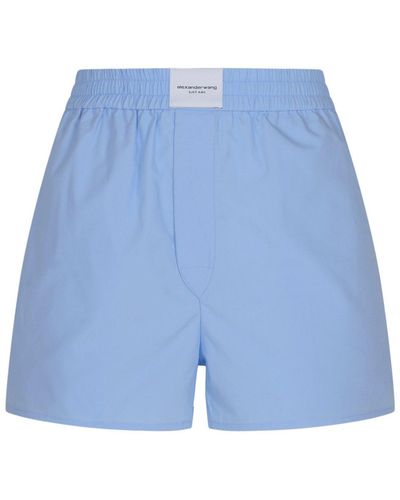 Alexander Wang Logo Patch Elastic Waist Shorts - Blue