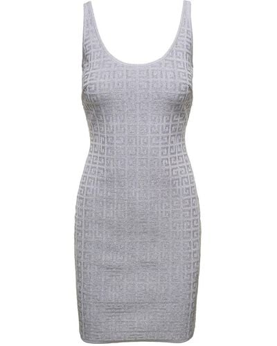 Givenchy Lurex Dress With Mogram Logo Motif All-Over - Grey