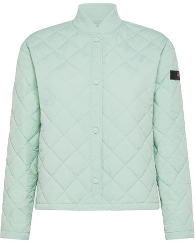 Peuterey Mint Quilted Down Jacket With Buttons - Blue