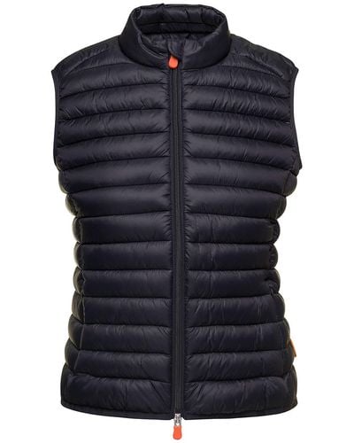 Save The Duck Sleeveless Puffer Jacket With Zip - Blue