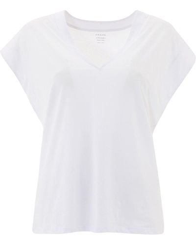 FRAME Le Mid Rise V-Neck T-Shirt - White
