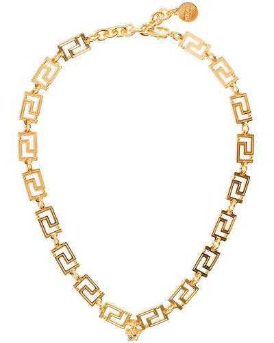 Versace Squared Greca Gold Metal Necklace Gold Metal - Metallic