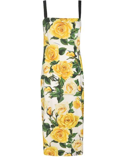 Dolce & Gabbana Floral Sleeveless Straight Dress - Metallic