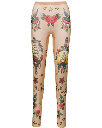 DSquared² Flesh Pink Stretch leggings With All-over Print - Natural