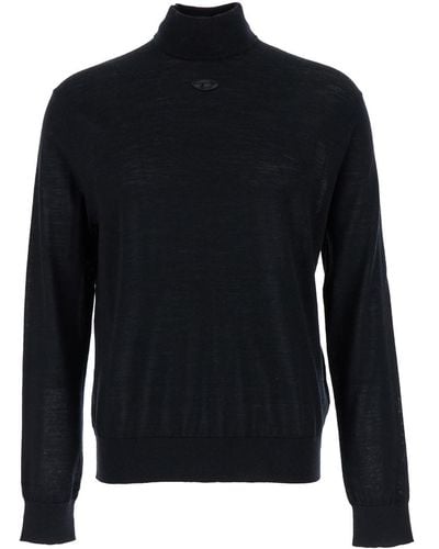 DIESEL Sweater With Embroidered Logo - Blue