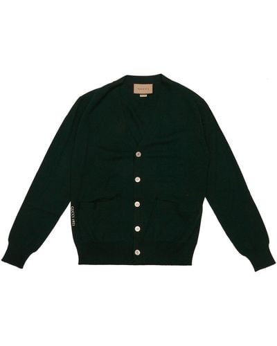 Gucci Logo Embroidered Cardigan - Green