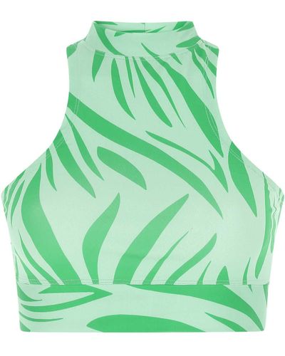 DEPENDANCE Printed Stretch Polyester Top - Green
