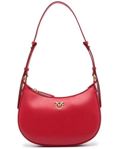 Pinko Shoulder Bag With Love Birds Diamond Cut Detail - Red