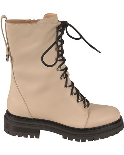 Sergio Rossi Joan Lace-Up Boots - Natural