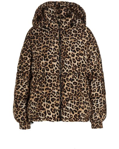 Twin Set Leopard Hooded Down Jacket - Multicolour