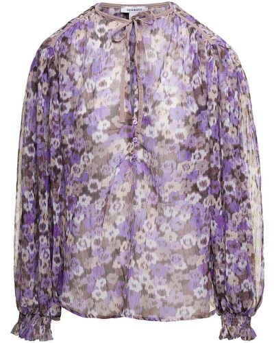 Sabina Musayev 'Atara' Blosue With All-Over Floreal Print - Purple