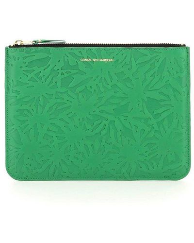 Comme des Garçons Pattern Embossed Zipped Wallet - Green
