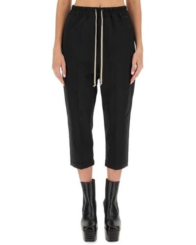 Rick Owens Drawstring Astaires Cropped Trousers - Black
