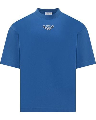 Off-White c/o Virgil Abloh Off- Logo Cotton T-Shirt - Blue