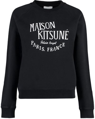 Maison Kitsuné Logo Detail Cotton Sweatshirt - Black