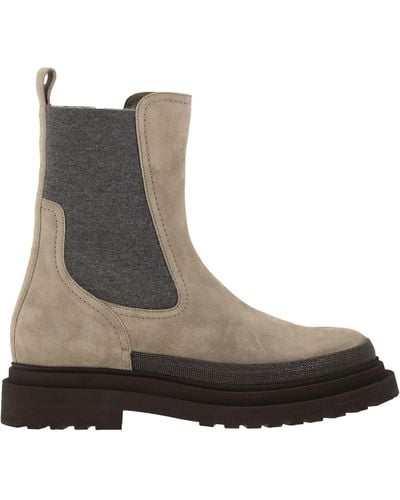 Brunello Cucinelli Suede Chelsea Boot With Precious Detail - Brown