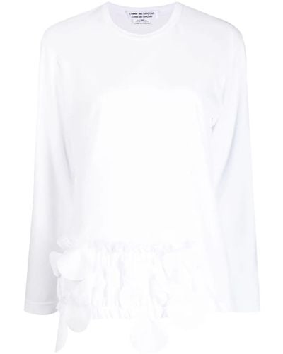 Comme des Garçons Ruffled Appliqué-detailing Asymmetric T-shirt - White